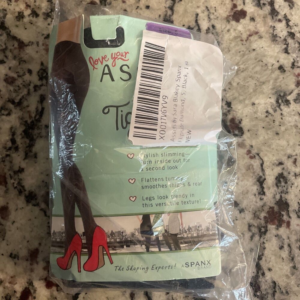 SPANX Size 5 Love Your Assets Reversible Shaping Tights in Black Diamond